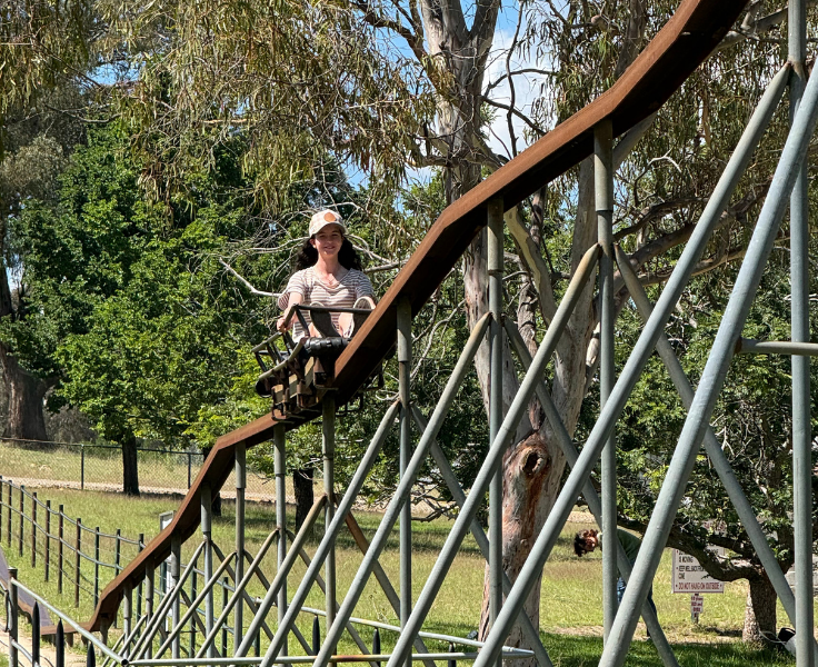 Student on ride at PBL rewards day - Green Valley