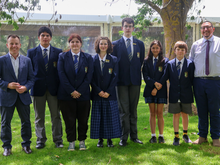 School student leadership with MP and Principal