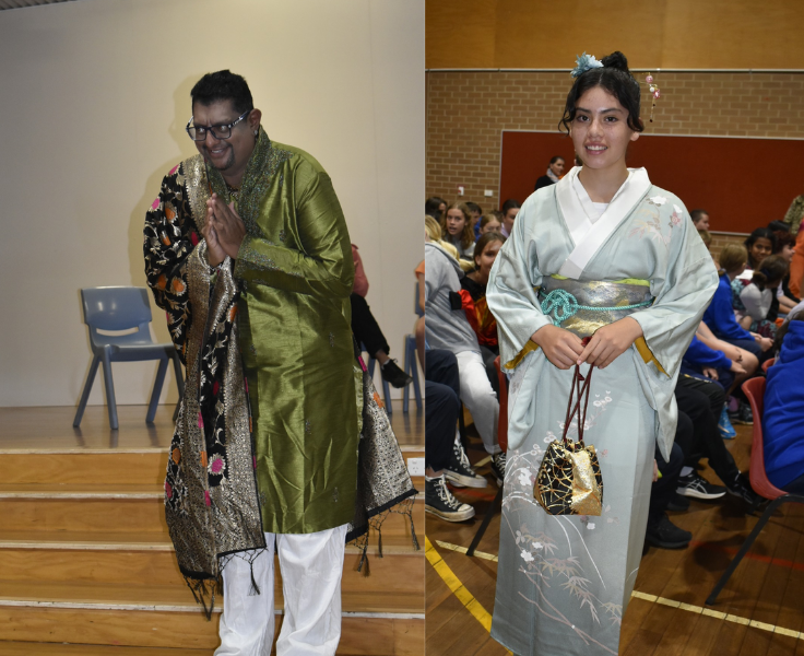 Teacher and student dressed in tradition clothing